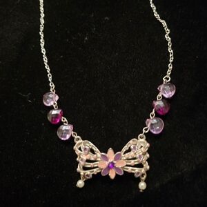Elegant Pink and Silver Floral Necklace